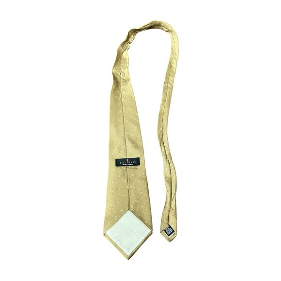 Bill Blass Black Label Gold Silk Tie With Geometric Pattern - Picture 3 of 9